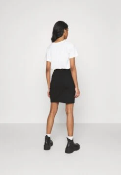 Even&Odd Asymetric Overlap Wrap Mini High Waisted Skirt - Pencil Skirt - Black -Chic Mode Shop 17980c02c30940dbb5eef43ab569ab76