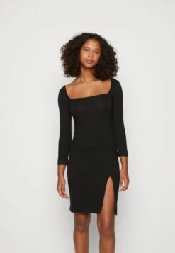 Even&Odd Square Neck Quarter Sleeves Bodycon Mini - Jersey Dress - Black