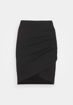 Even&Odd Asymetric Overlap Wrap Mini High Waisted Skirt - Pencil Skirt - Black -Chic Mode Shop 26ec337f6164479d83b7661e14b9402f