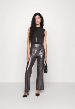 Trousers - Black/Silver -Chic Mode Shop 374c47598281467d8214fe089065b3ec