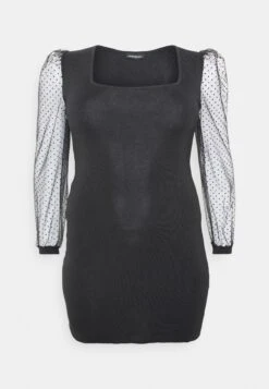 Bodycon Sleeves Low Neck Mini Dress- Jumper Dress - Black -Chic Mode Shop 38065cccb9bf4910a684ee992b00def3