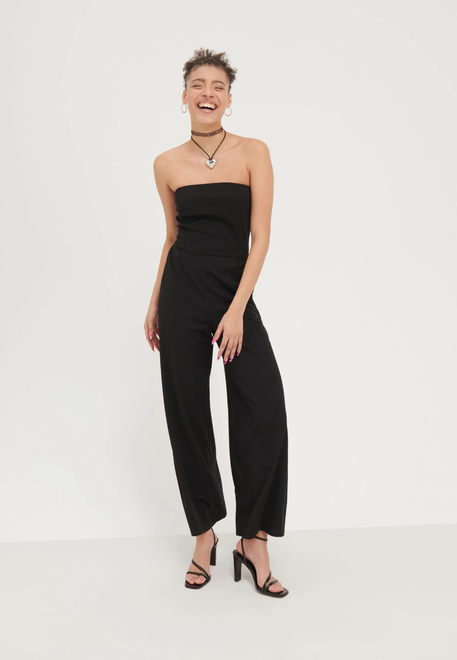 Even&Odd Bandeau Wide Leg Jumpsuit - Jumpsuit - Black 2 Even&Odd Bandeau Wide Leg Jumpsuit - Jumpsuit - Black - Image 2