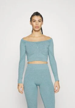 Seamless Cropped Longsleeve - Long Sleeved Top - Blue-Grey