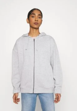 Even&Odd Zip-Up Sweatshirt - Mottled Light Grey