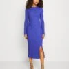 Even&Odd Circ Long Sleeves Midi High Slit Dress - Jumper Dress - Blue