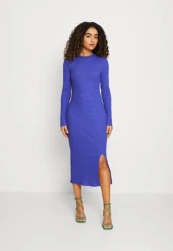 Even&Odd Circ Long Sleeves Midi High Slit Dress - Jumper Dress - Blue