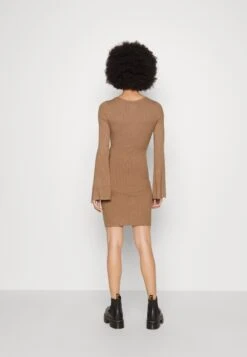 Even&Odd Knit Loose Fit Flared Sleeves Dress - Jumper Dress - Camel -Chic Mode Shop a23ed7db08e747158081f9e23ee8b51d
