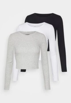 3 Pack - Long Sleeved Top - Black/White/Mottled Grey -Chic Mode Shop a5a3be681440462699d50bc0f97beccc